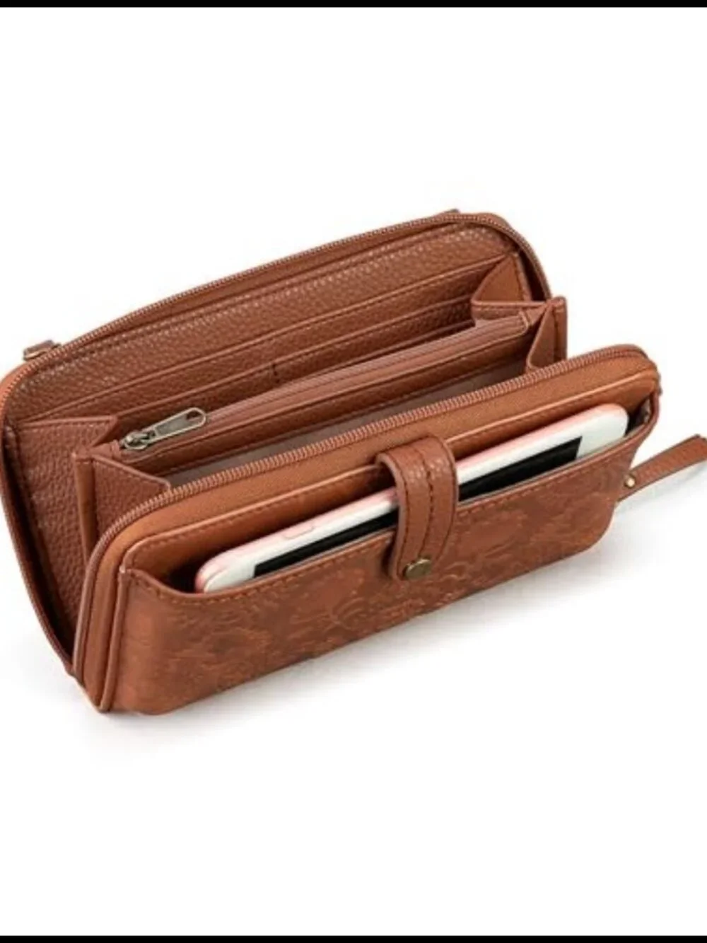 Leather Smartphone Crossbody Wallet Wristlet Convertible